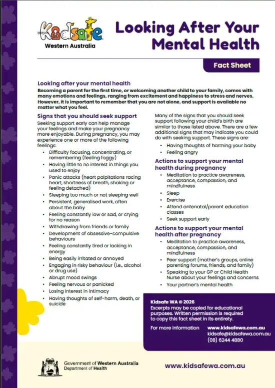 Looking After Your Mental Health Fact Sheet