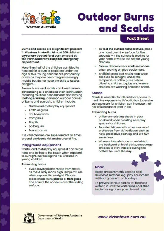 Outdoor Burns and Scalds Fact Sheet